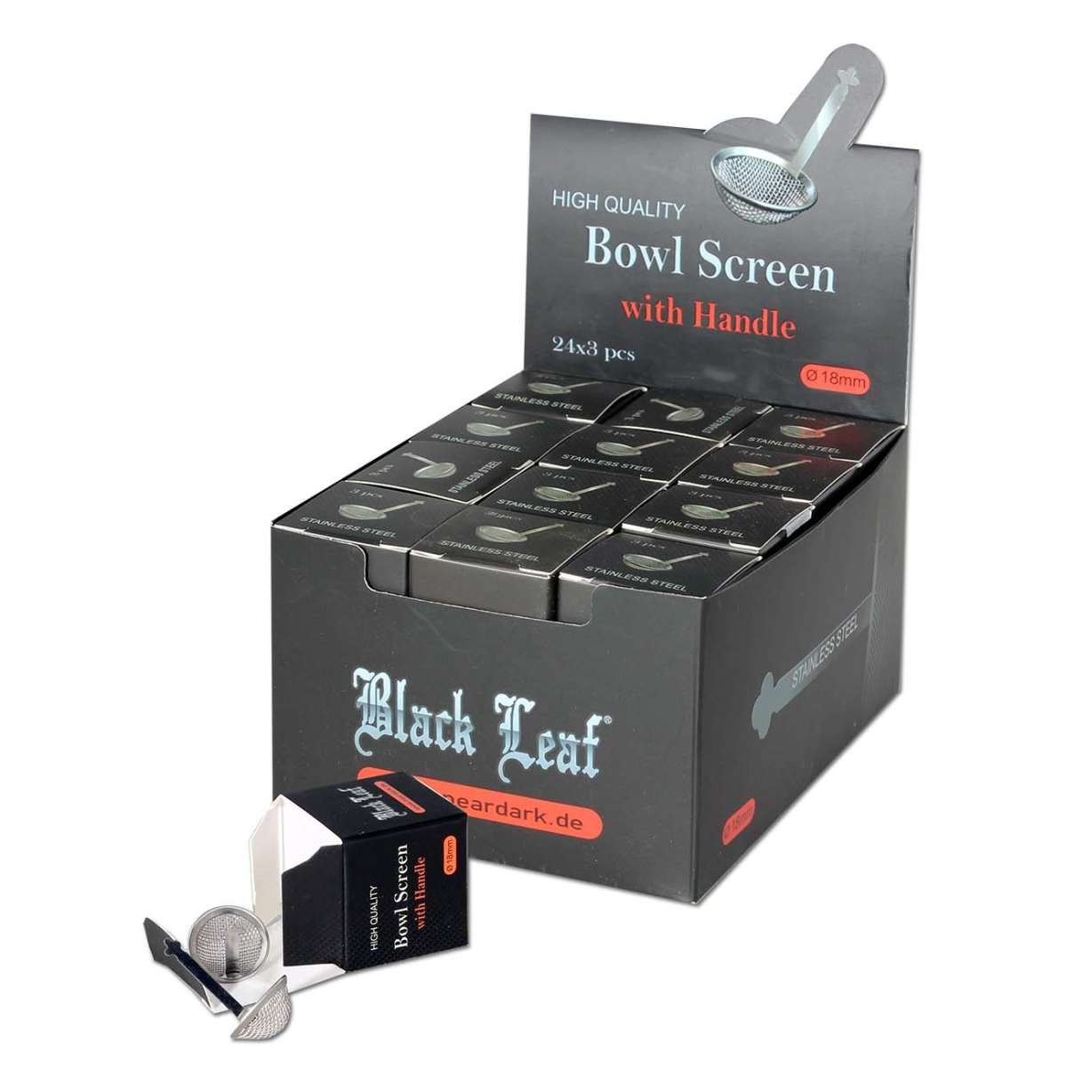 Black Leaf Bowl SS Screen Handle 20mm v2