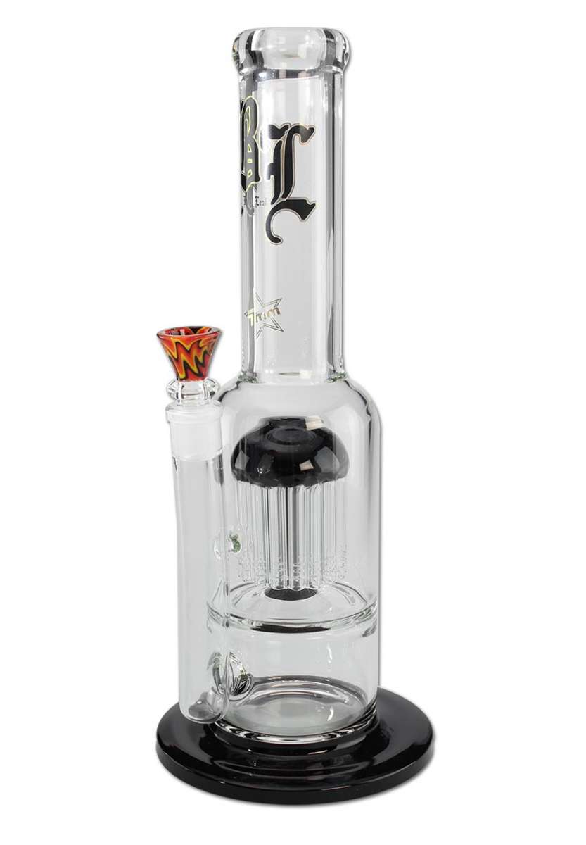 Black Leaf Glass 24-Arm Tree Perc Bong black