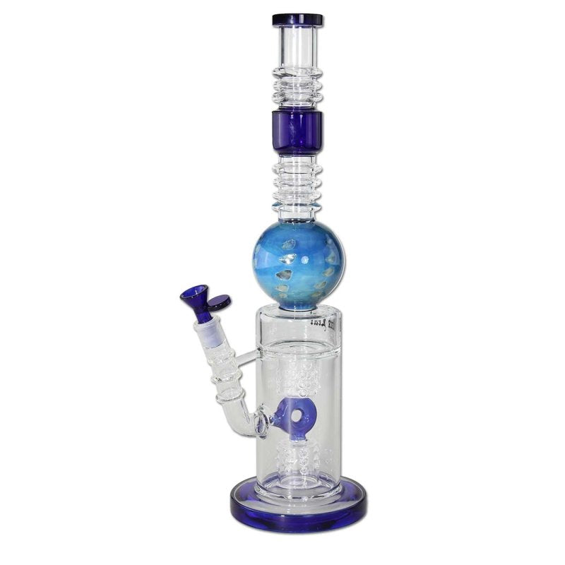 Zwart blad glazen bol waterpijp met gat diffuser 45cm