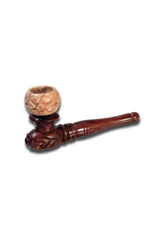 Houten Pijp met Speksteen Bowl