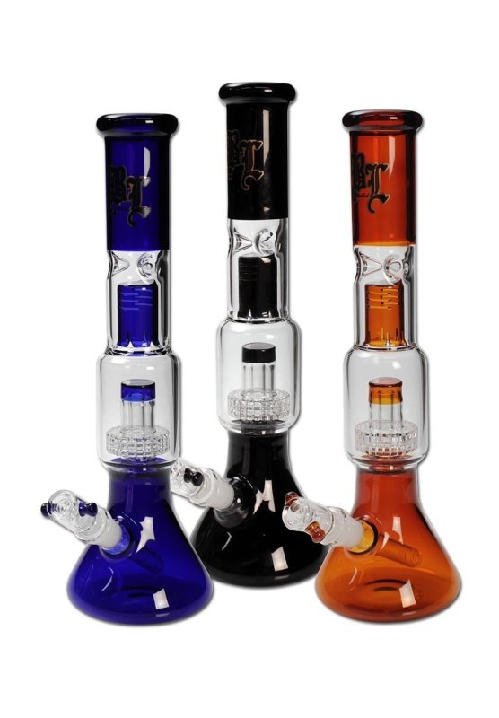 Black Leaf Glass Multi-Level Percolator Bong